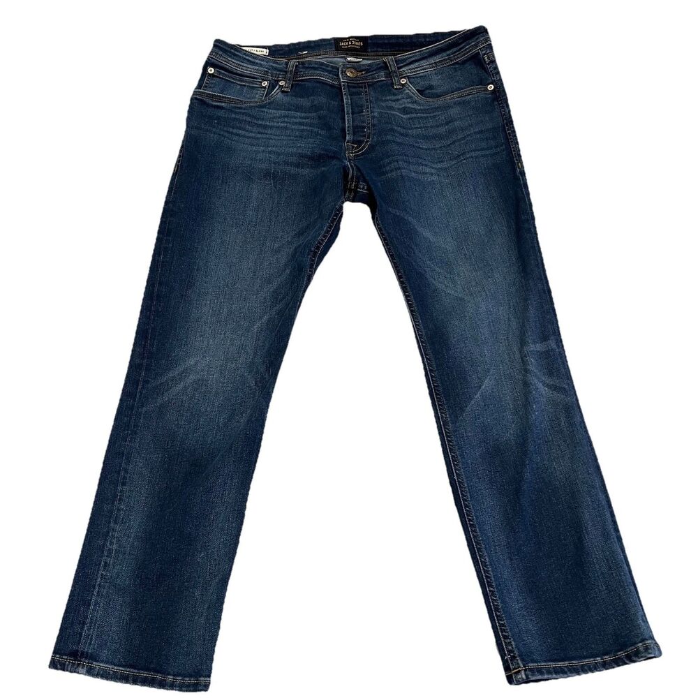 Jack & Jones Jeans Denim Slim Fit Glenn Men’s Button Fly Dark Wash 36x30 Stretch